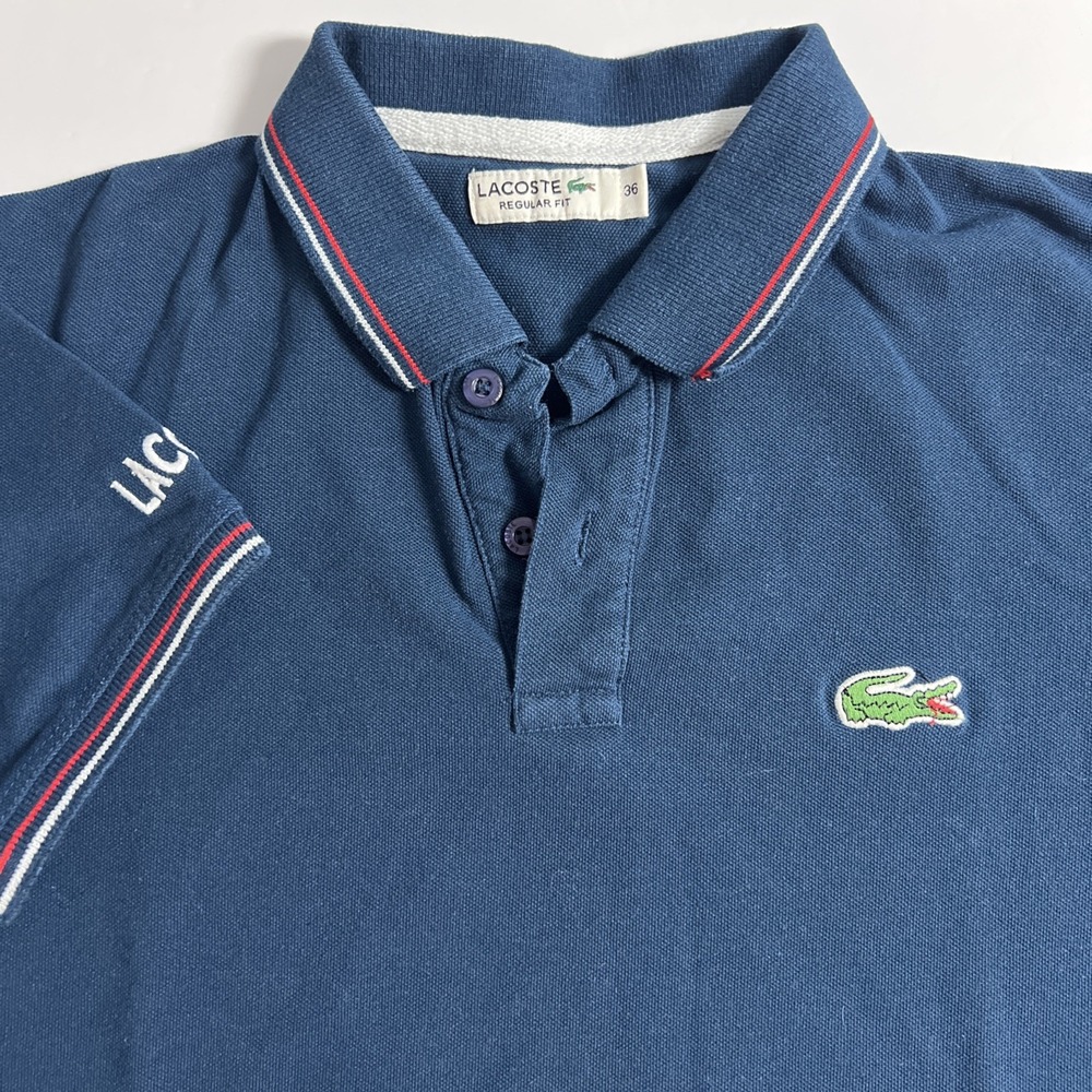 Lacoste Boys Polo Shirt Navy Blue Regular Fit Size 36 Youth Short Sleeve